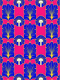 Royal Blue Fan Patterned Pink Rug