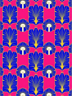 Royal Blue Fan Patterned Pink Rug