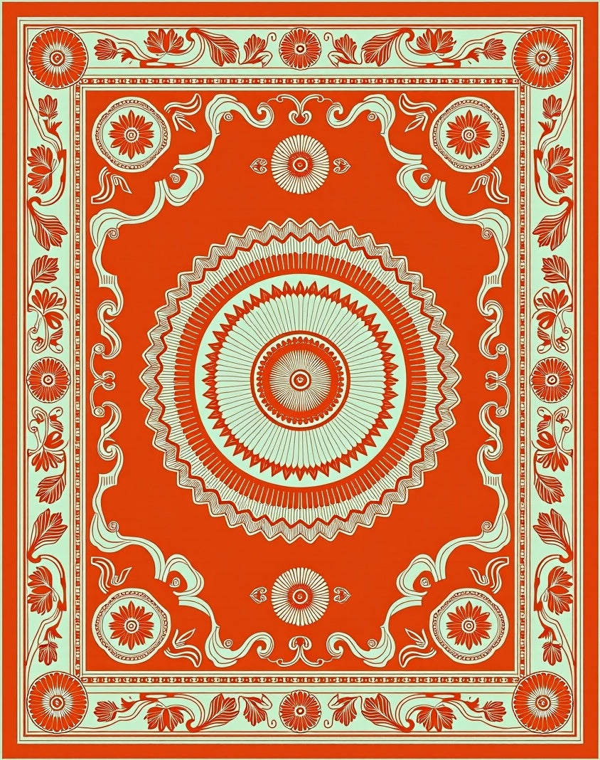 Ornate Mandala With Floral Accents Rug