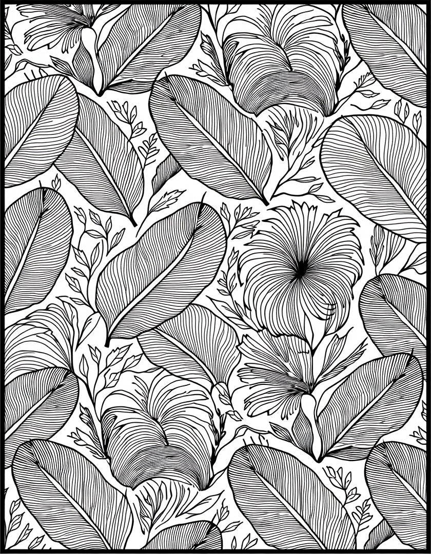 Bold Tropical Floral Leaves Pattern Rug