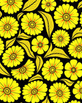 Yellow Flower Pattern Tile Design Rug