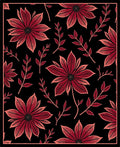 Bold Floral Print With Red Petals Rug