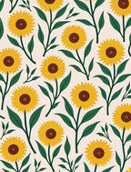 Sunny Sunflower Botanical Pattern Rug
