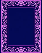 Ornate Pink Navy Floral Border Rug