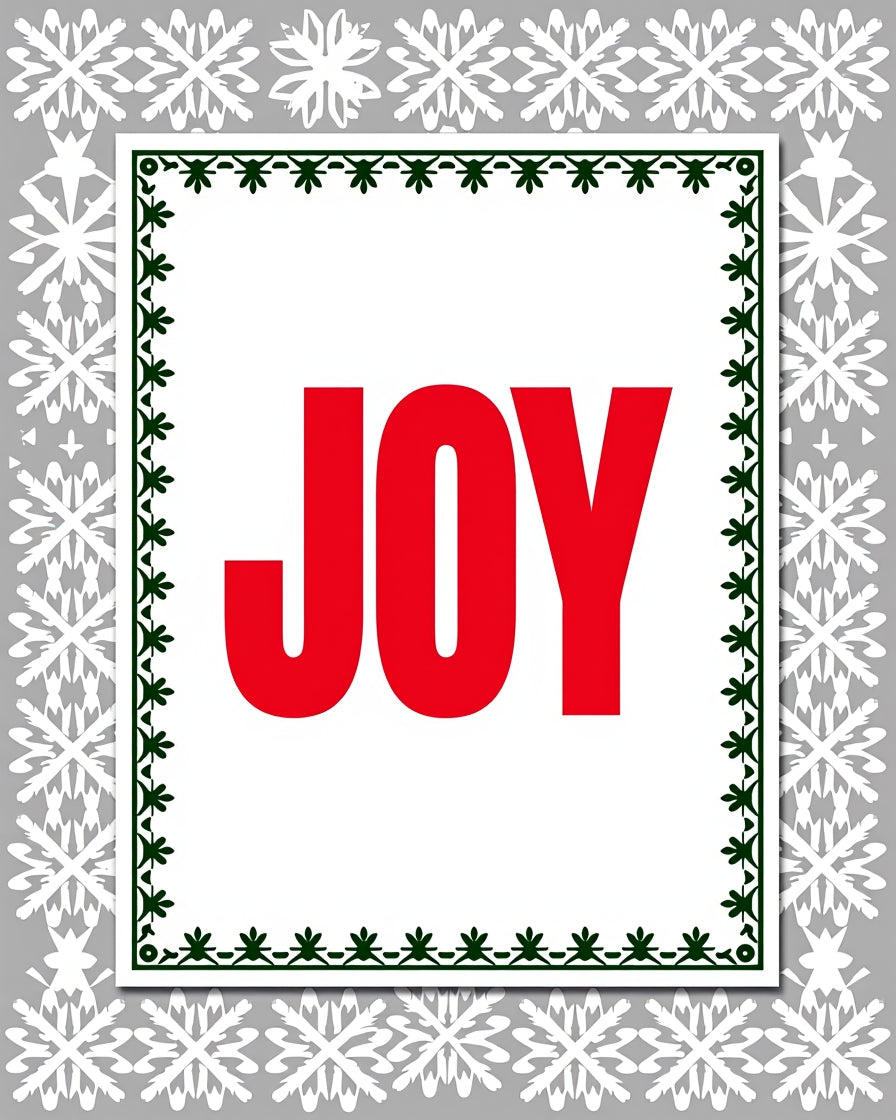Red Bold Joy Snowflake Border Rug