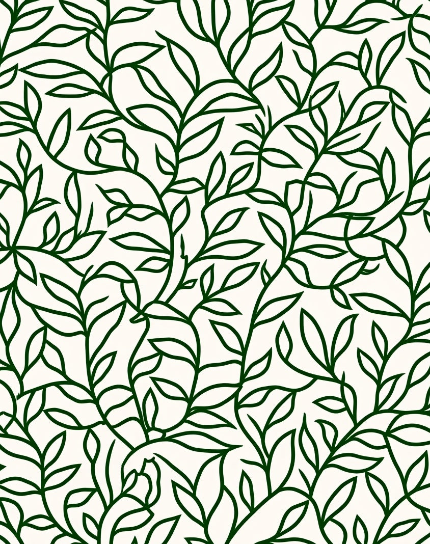 Lush Green Leafy Vine Pattern Rug
