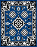 Bold Blue Floral And Swirl Design Rug