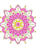 Vibrant Pink Yellow Mandala Pattern Rug