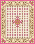 Ornate Pink Gold Floral Lattice Rug