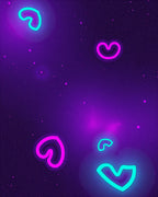 Neon Heart Patterned Deep Purple Rug