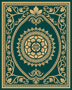 Emerald Green Gold Floral Medallion Rug