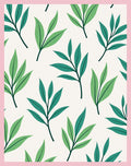 Green Leaf Pattern Print Rug