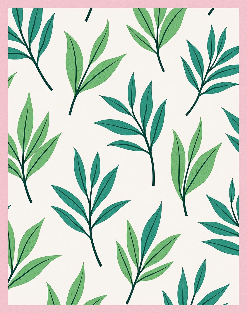 Green Leaf Pattern Print Rug