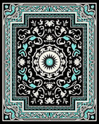 Intricate Turquoise Floral Mandala Design Rug