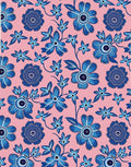 Whimsical Blue Floral Patterned Rug