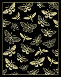 Yellow Moth Pattern On Black Design Rug