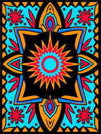 Bold Sunburst Geometric Pattern Design Rug
