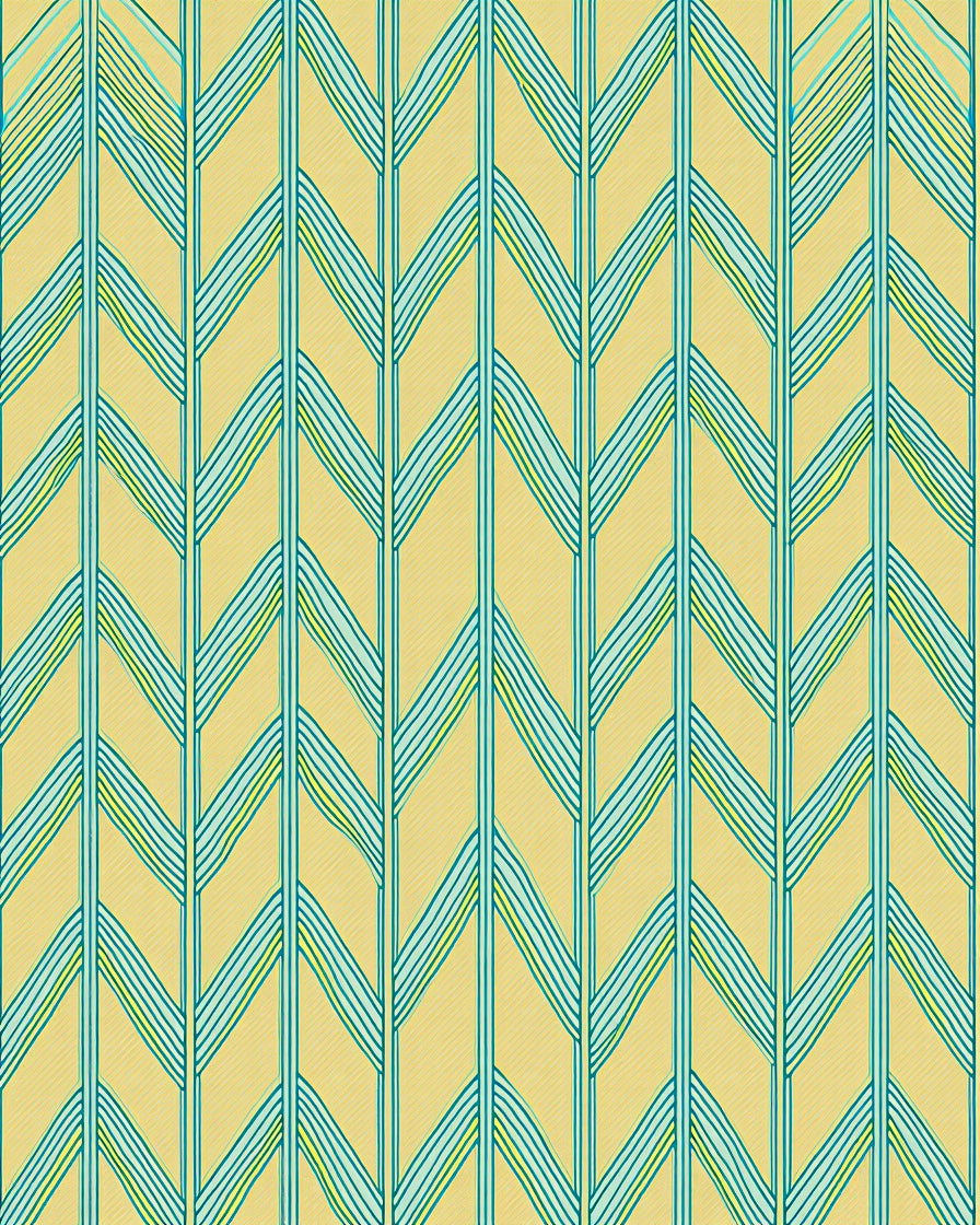 Chevron Pattern With Teal Stripes Rug