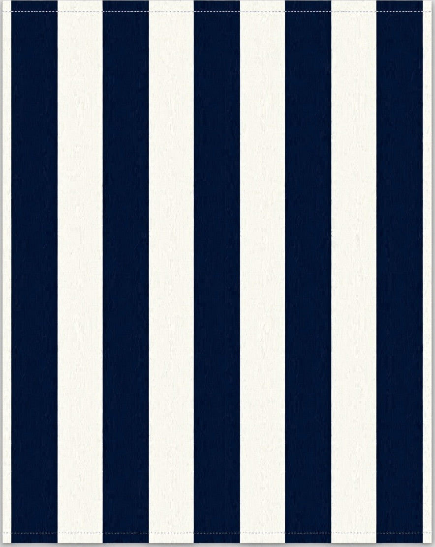 Classic Navy White Stripe Pattern Rug