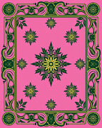 Ornate Floral Frame With Pink Background Rug