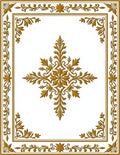 Ornate Gold Swirl Floral Border Rug