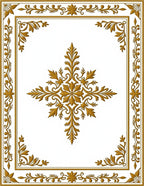 Ornate Gold Swirl Floral Border Rug