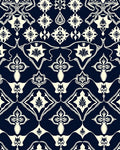 Elegant Navy Botanical Medallion Design Rug