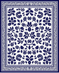 Classic Blue White Floral Pattern Rug
