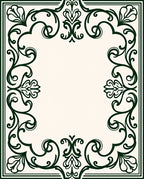 Elegant Green Scrollwork Frame Rug
