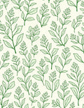 Green Leafy Branch Pattern Rug