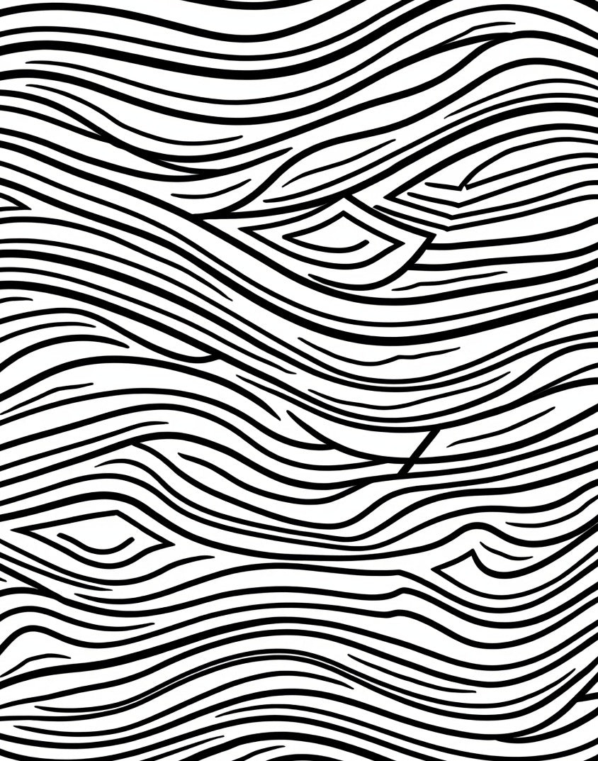 Abstract Wavy Black White Pattern Rug