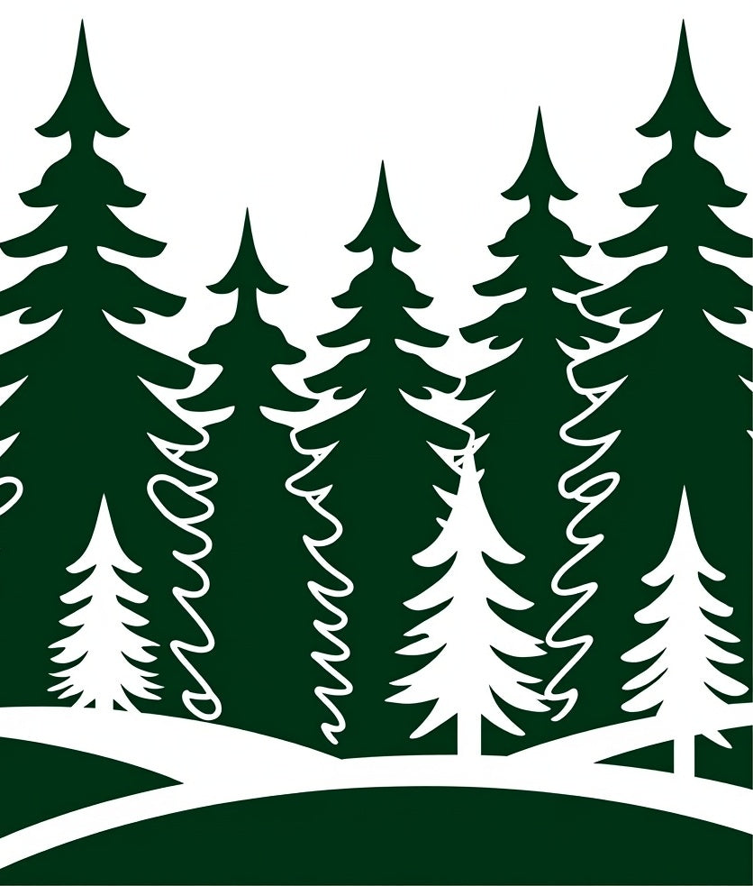 Dark Forest Evergreen Trees Scene Rug