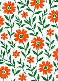 Bright Orange Floral Pattern Rug