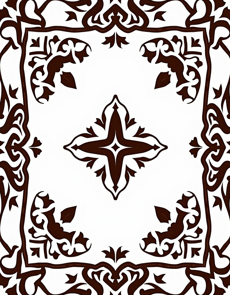 Ornate Scrollwork Floral Medallion Rug