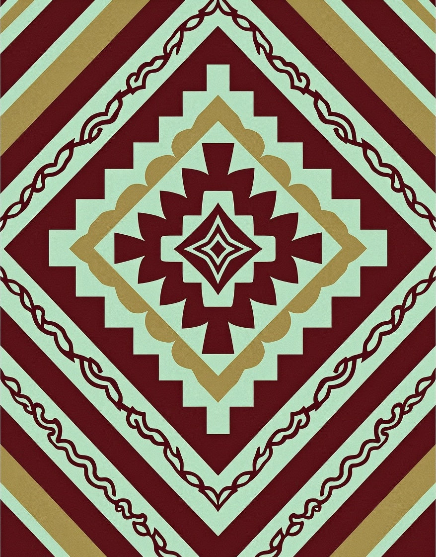 Tribal Diamond Geometric Pattern Rug