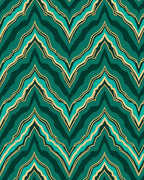 Emerald And Gold Chevron Pattern Rug