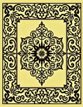Intricate Black Floral Swirl Medallion Rug