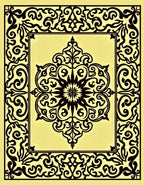 Intricate Black Floral Swirl Medallion Rug