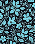 Light Blue Floral Silhouette Pattern Rug