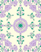 Elegant Lavender Floral Mandala Design Rug