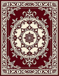 Intricate Floral Medallion Cream Maroon Design Rug