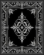 Classical Black White Scroll Pattern Rug