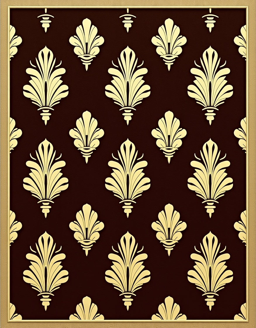 Gold Leaf Damask Pattern Rug