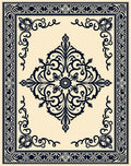 Intricate Floral Medallion Border Design Rug