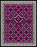 Vibrant Hot Pink Black Geometric Pattern Rug