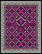 Vibrant Hot Pink Black Geometric Pattern Rug