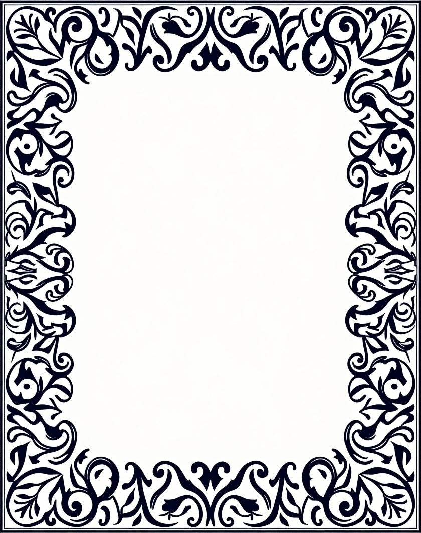 Elegant Floral Scrollwork Border Design Rug