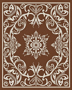 Elegant White Floral Scrollwork Rug