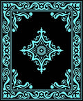 Classic Teal Floral Medallion Frame Rug