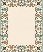 Floral Swirl Vine Border Design Rug